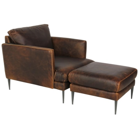 Italian Leather Chair and Ottoman