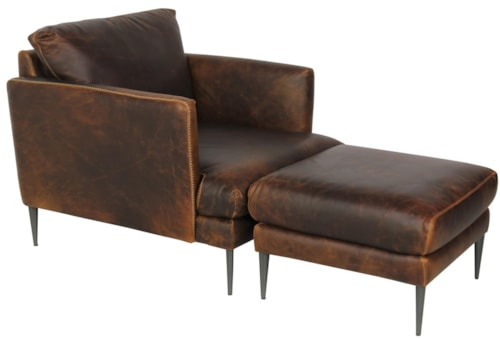 Italian Leather Chair and Ottoman