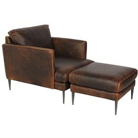 Italian Leather Chair and Ottoman
