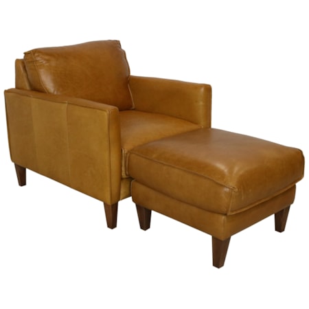 Italian Leather Chair and Ottoman