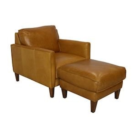 Italian Leather Chair and Ottoman