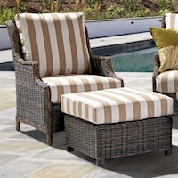 Outdoor Chestnut Wicker Chair and Ottoman
