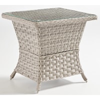 Outdoor End Table with Glass Top