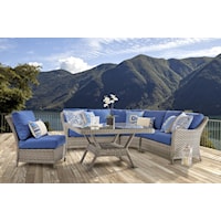 Outdoor Grey Wicker Chat Set with Sectional and Chair