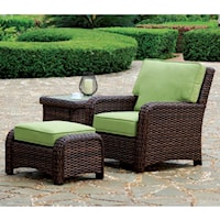 Outdoor Wicker Arm Chair and Ottoman