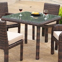 Square Outdoor Dining Table with Glass Top