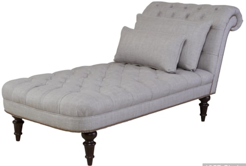 Upholstered Chaise with Trumpet Legs and Tufted Back 