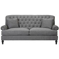 Stationary Sofa with Rolled Arms and Tufted Back