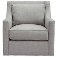 Upholstered Swivel Chair with Welt Cord Accent