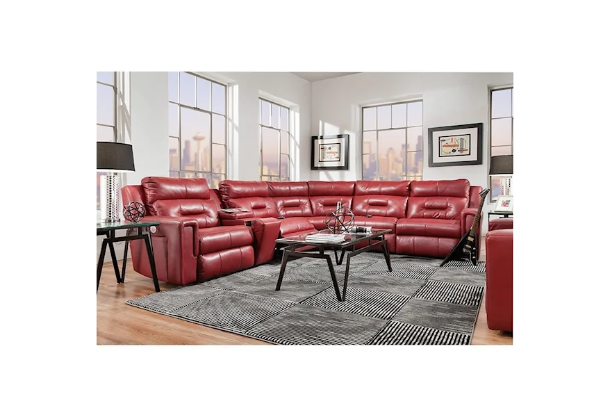 Excel Pwr Headrest Reclining Sectional w/ 5 Seats by Design2Recline at Factory Direct Furniture