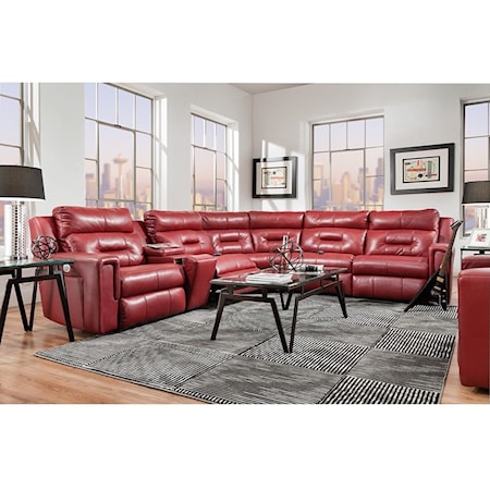 Power Headrest Reclining Sectional Sofa with 5 Seats