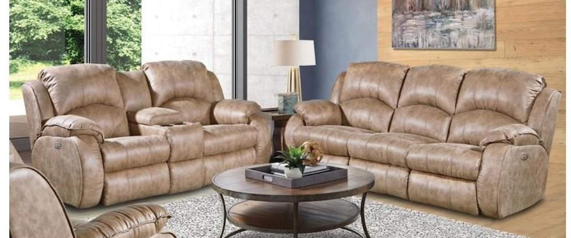 Power Sofa and Loveseat Taupe