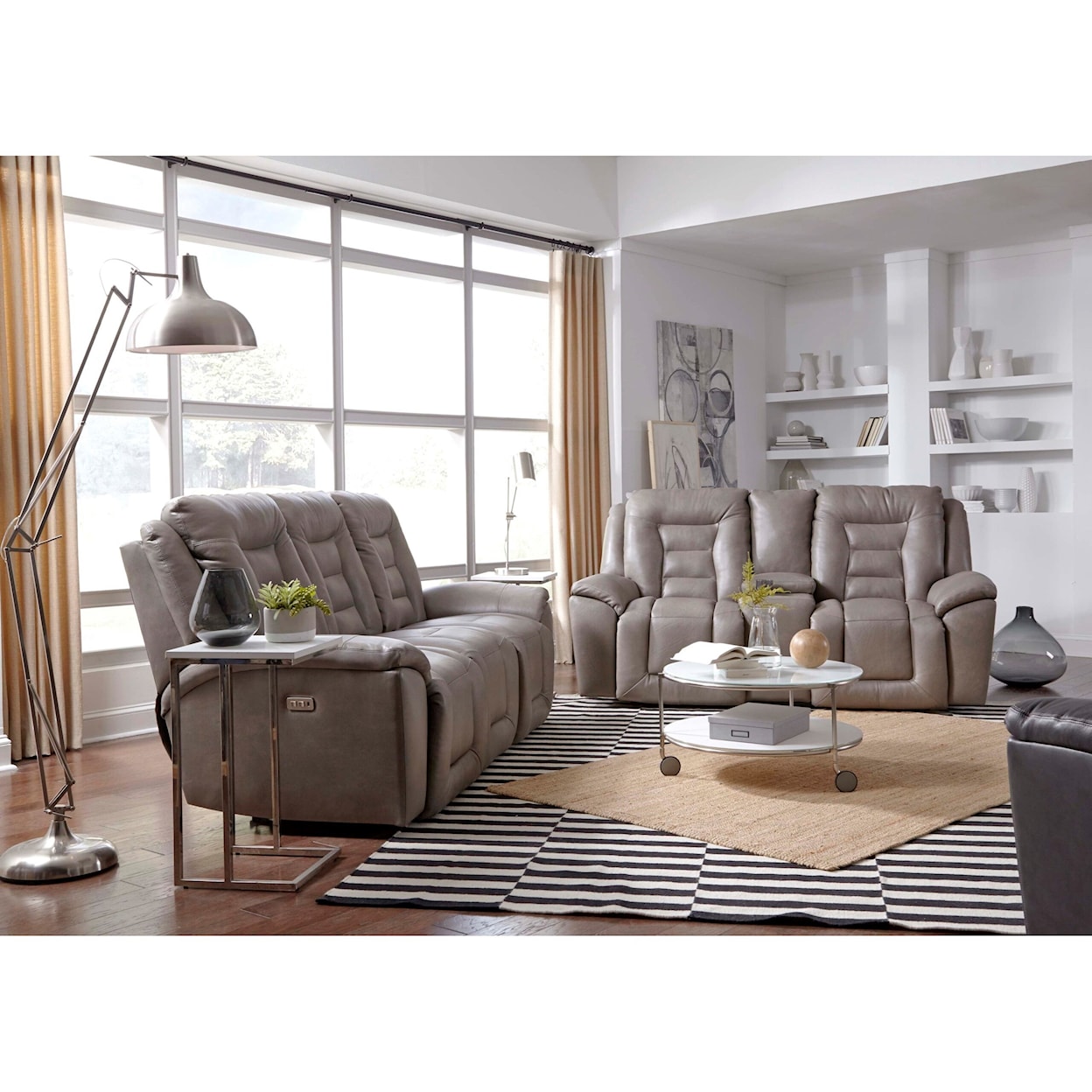 Southern Motion Grid Iron Power Loveseat w/ Console