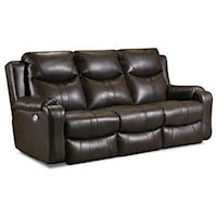 Leather Match Double Reclining Sofa with Power Headrests