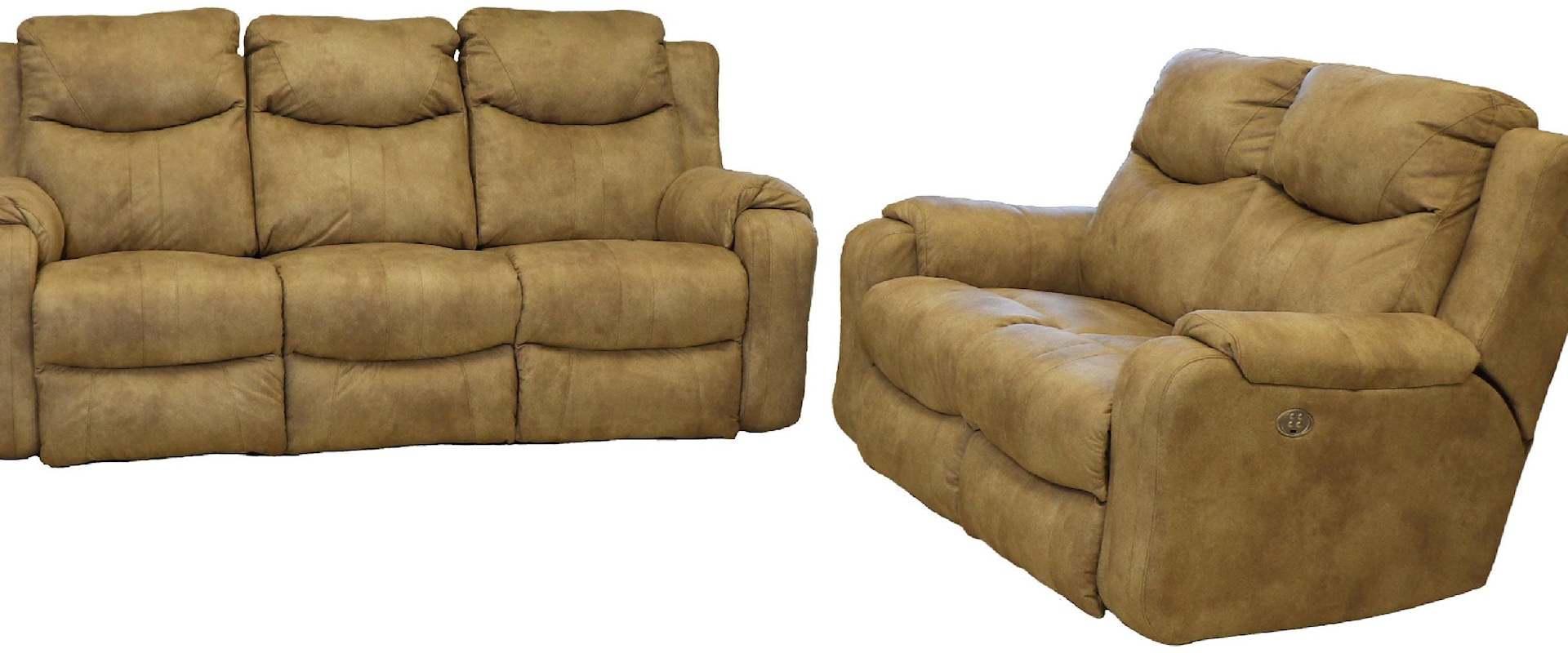 Power Reclining Sofa and Loveseat with Adjustable Headrest