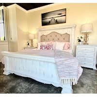 White Queen Upholstered Bed with Tufted Headboard