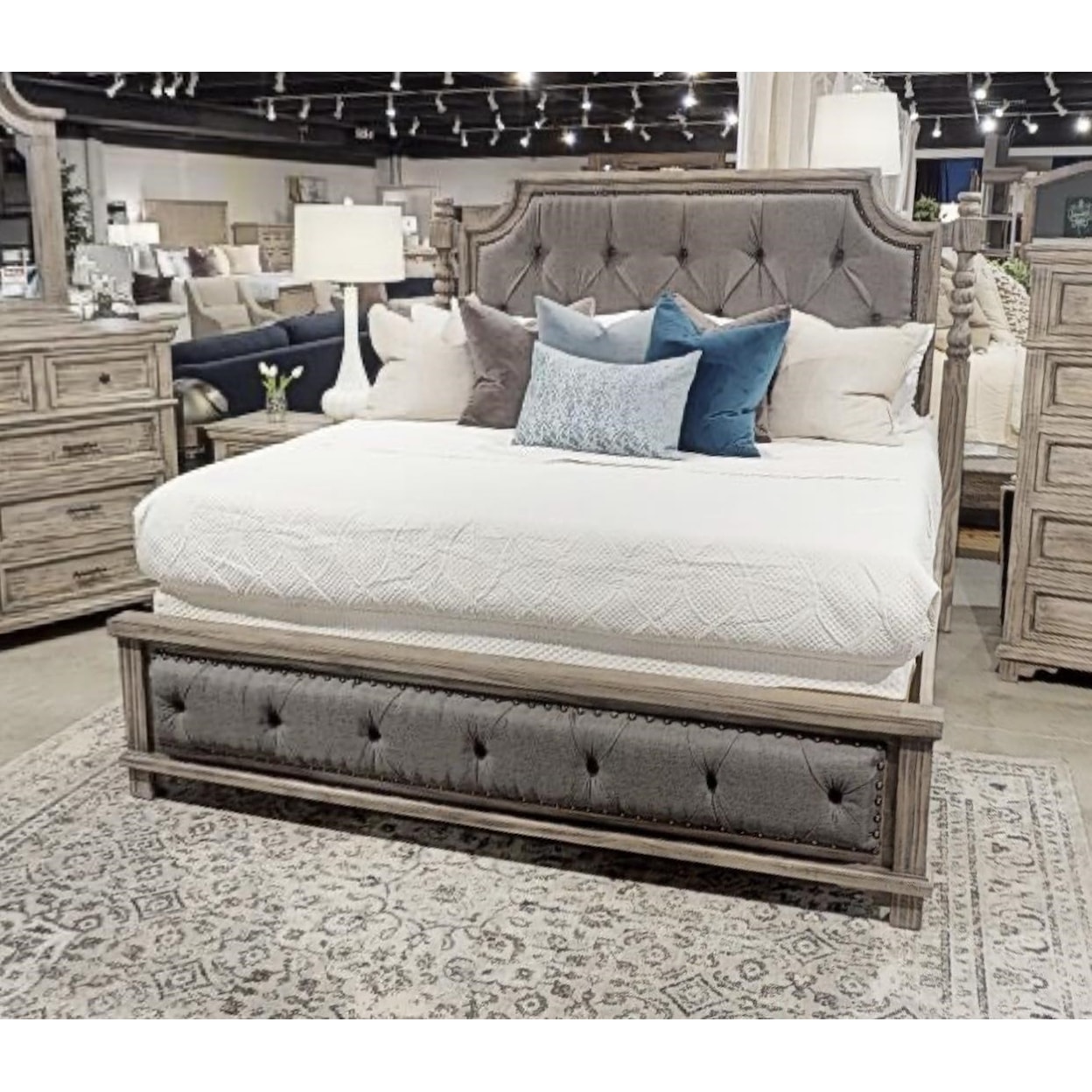 Split Nickel Charleston Rustic Queen Bedroom Group