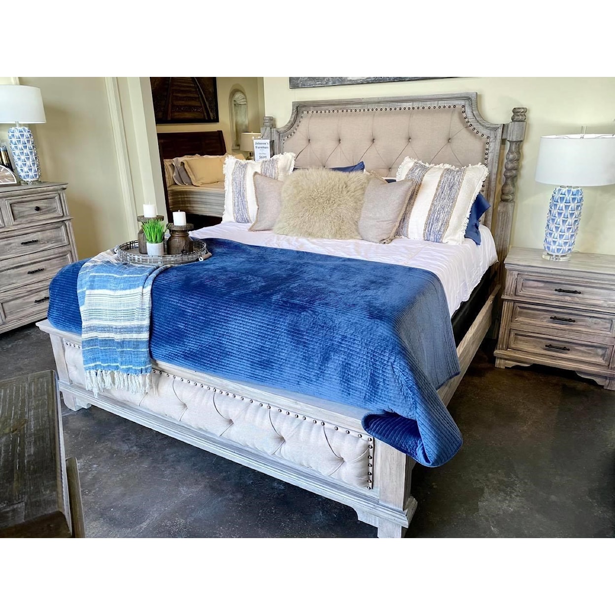 Split Nickel Charleston Rustic Queen Bedroom Group