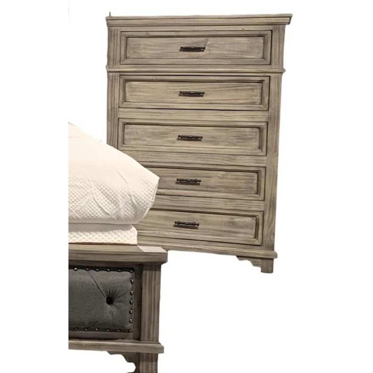 Split Nickel Charleston Rustic Queen Bedroom Group