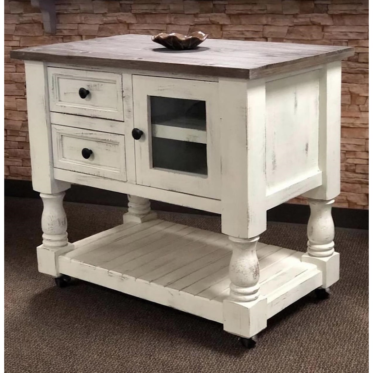 Split Nickel Martha Rustic Kitchen Island