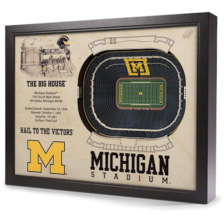 MICHIGAN WOLVERINES STADIUMVIEW 3D WALL ART - MICHIGAN STADIUM