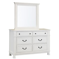 Youth Bedroom Vintage White Dresser and Mirror Set