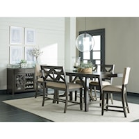 6 Piece, Counter Height Trestle Table Dining Set