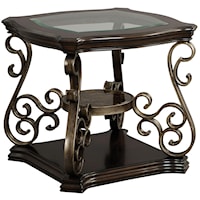 Square End Table with Glass Top