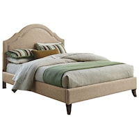 Cathedral Style Linen King Platform Bed with Tack Head Trim