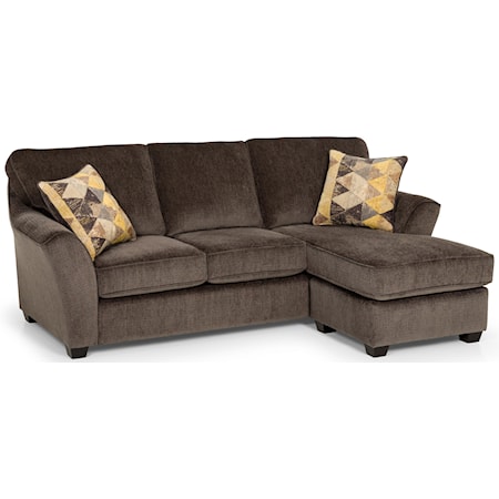 Contemporary Chaise Sofa with Flared Arms