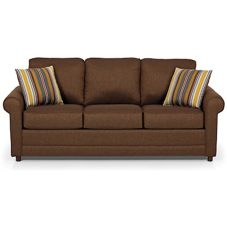 Transitional Queen Basic Sleeper Sofa with Rolled Arms