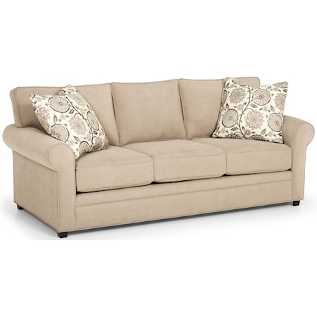 Casual Queen Gel Sofa Sleeper with Rolled Sock Arms