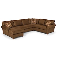 Transitional Three Piece Sectional Sofa with Rolled Arms