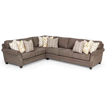 Transitional L-Shaped Sectional with Tapered Wood Legs