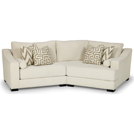 Contemporary 2-Seat Modular Sofa with Right Oversized Cuddler Chair