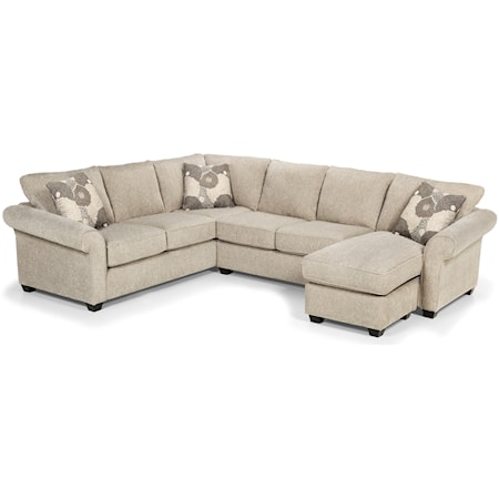 Casual 5-Seat Sectional Sofa with RAF Chaise Lounge & Hidden Storage