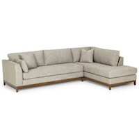 Contemporary 2-Piece Sectional w/ Chaise and Exposed Wood Rail