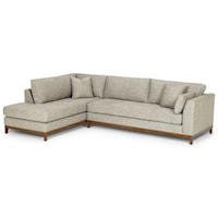 Contemporary 2-Piece Sectional w/ Chaise and Exposed Wood Rail