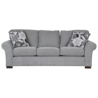 Casual Sofa with Rolled and Flared Arms