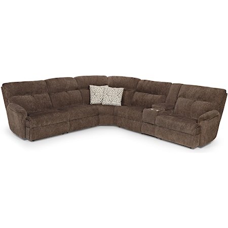 Six Piece Power Reclining Sectional Sofa with Cupholder Console and Power Tilt Headrests