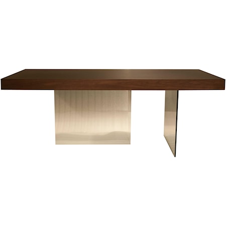 Rectangular Wooden Top Dining Table with Glass Panel Legs