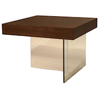 Square Top End Table with Glass Panel Leg Supports