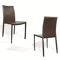 Fully Upholstered Leather Dining Side Chair with Contrast Stitching