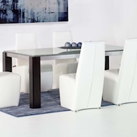 Veronica Rectangular Leg Dining Table with Crackled Glass Top