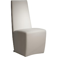 Tobi Dining Side Chair in Pure White Synthetic Leather with Baseball Stitching Detail