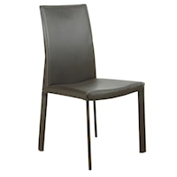 Brown Leather Upholstered Dining Side Chair