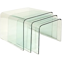 Three Nesting End Tables Crafted from Clear Bent Glass