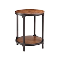 Round Wood & Metal End Table