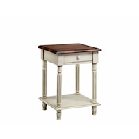 1 Drawer Wood Top End Table in White Truffle