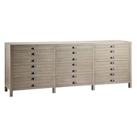 12-Drawer Double Credenza in Driftwood Grey